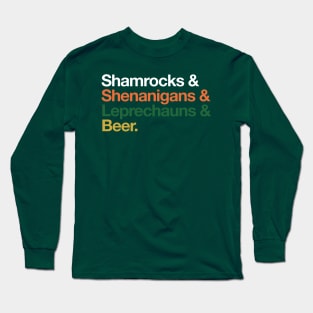 Shamrocks Shenanigans Leprechaun Beer Shirt St Patricks Day Long Sleeve T-Shirt